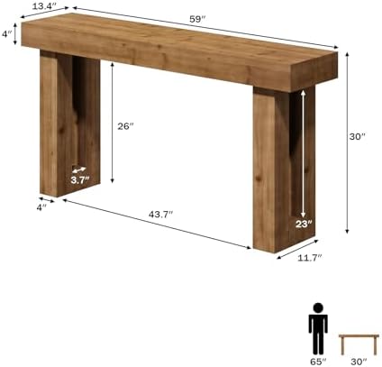 HOKYHOKY Solid Wood Entryway Table, 59-Inch Long Farmhouse Console Tables | R...