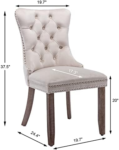Beige Velvet Dining Chairs Set of 4, Modern Upholstered Kitchen Chairs