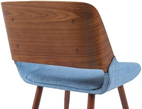 Armen Living Panda Mid-Century Upholstered Dining Chair in Walnut Finish with...