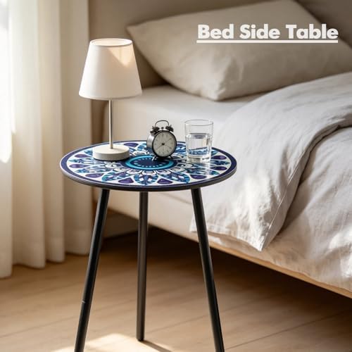 Outdoor Side Table Set of 2 Patio Side Tables for Outside Black End Tables Sm...