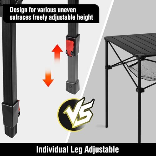 VILLEY Folding Camping Square Table, Portable Aluminum Table, Medium | Lightw...