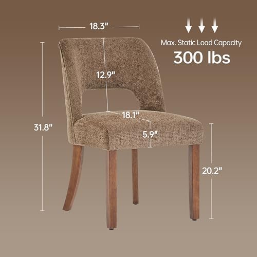 keoni Wooden Dining Chairs Set of 4 with Rubberwood Legs and Open Back