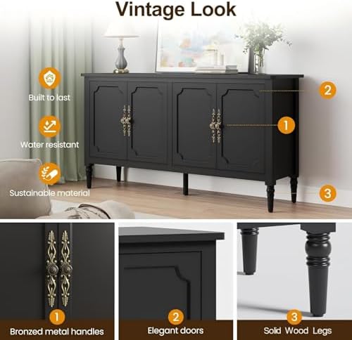 RoyalCraft Buffet Cabinet with Storage, 59" Painted Sideboard Coffee Bar