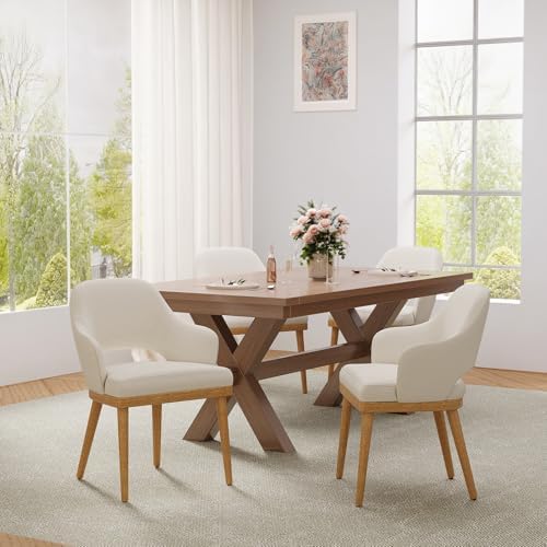MALOL Wooden Dining Chairs Set of 4, Modern Fabric Upholstered Dining Room Ch...