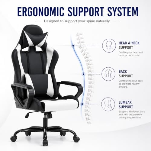 BestOffice High-Back Gaming Chair PC Office Chair Computer Racing Chair PU De...