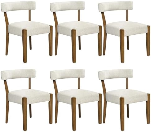 RNKSFX Upholstered Dining Chairs Set of 6, Walnut Wooden Kitchen & Dining...