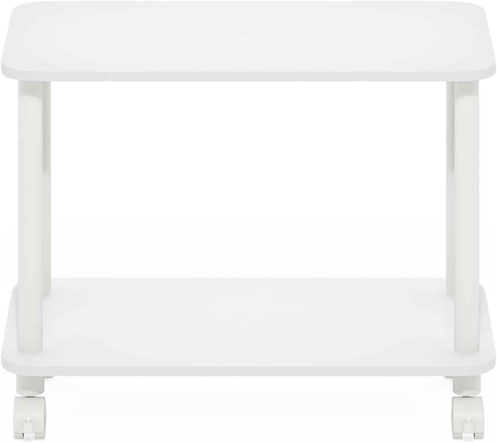 Modern End Table with Wheels 2 Tier Rectangular Side Table with Lockable Cast...