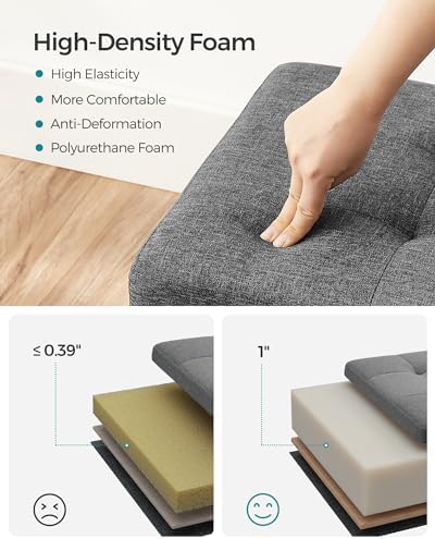 SONGMICS Storage Ottoman Bench, Foldable Foot Rest with Legs | End of Bed Ben...