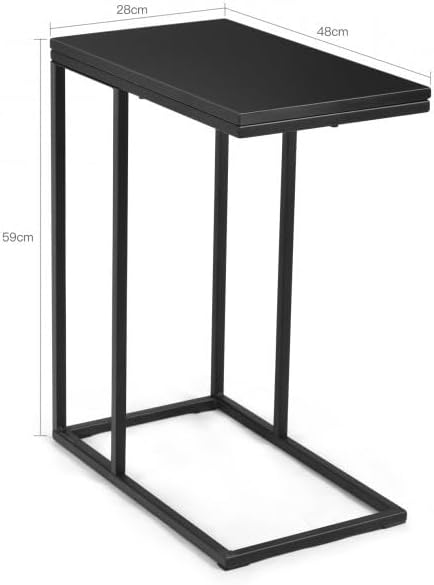 Minimalist C-Shaped End Table – 20.5x15.7x23.6in, Load-Stable Steel & MDF...