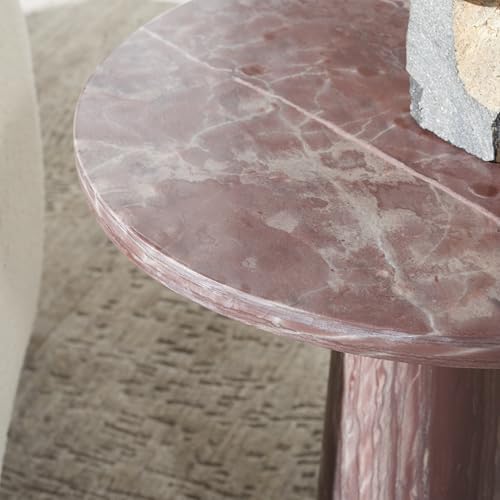SAFAVIEH Furniture - Valentia Tall Marble Accent Table - Maroon - Marble Top ...