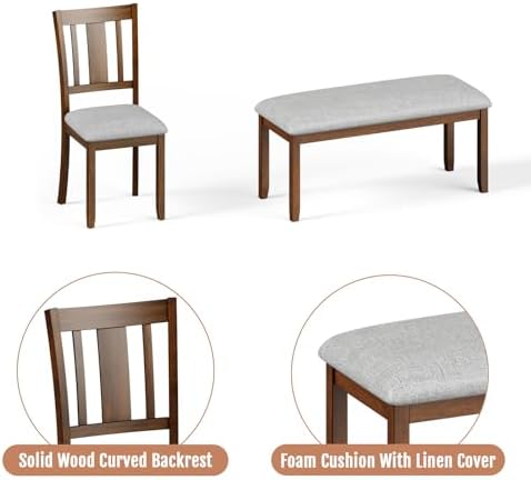Zevemomo 6-Piece Solid Wood Dining Table Set,Dining Table Set for 6, Walnut