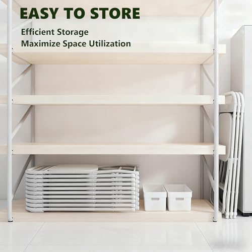 Plastic Folding Chair 10 Pack, White Foldable Chairs with 350 lbs Capacity, I...