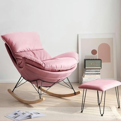 Comfortable Reclining Rocking Chair with Ottoman, Ergonomic High Lazy Sofa fo...