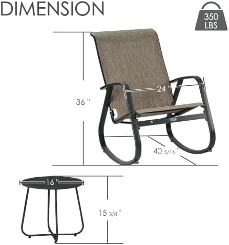 Kozyard 3-Piece Outdoor Rocking Chair Set, Patio Bistro Set
