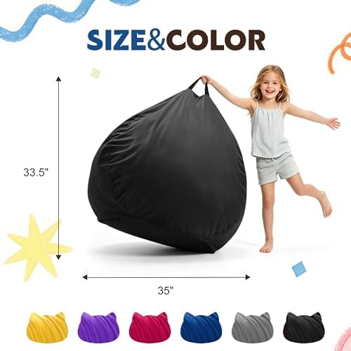 ZurNesfure Bean Bag Chair, Teardrop Large Bean Bag with Filling Black, 3FT | ...