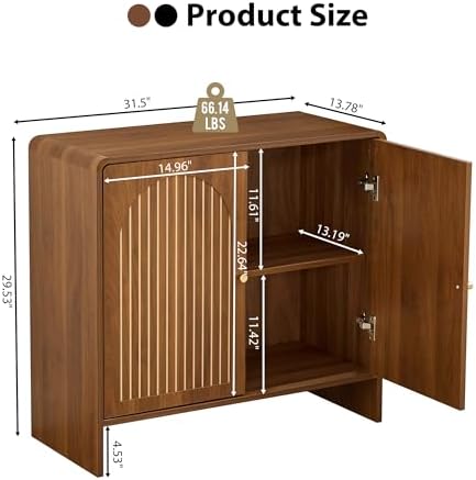 31.5" Buffet Cabinet with Storage, Walnut Buffet Storage Cabinet