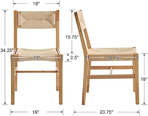 BESTANO Woven Rattan Dining Chairs Set of 4, Farmhouse Wicker Boho Dining Cha...