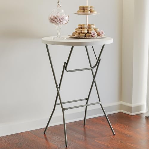 Flash Furniture 2.6-Foot Round Granite White Plastic Folding Table