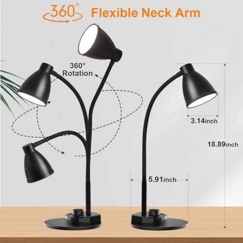 BOHON LED Desk Lamp with USB Charging Port 3 Color Modes Dimmable, Black