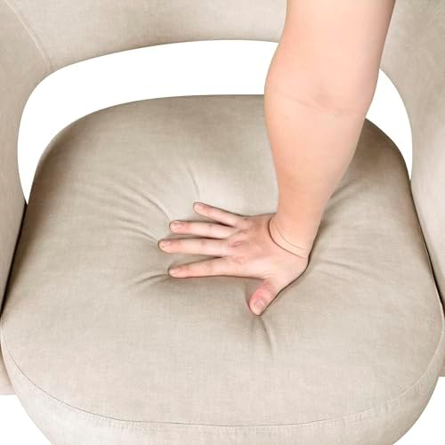 Lexicon Swivel Accent Chair, Modern Velvet Round Barrel Chair, Taupe | Swivel...