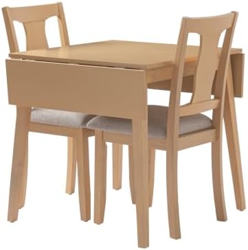 P PURLOVE 3 Piece Kitchen Dining Set, Wood Dining Table Set, Natural+Beige
