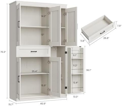 Garvee 70" Tall Kitchen Pantry Storage Cabinet,Modern Kitchen Hutch Cabi...