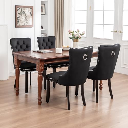 Velvet Dining Chairs, Black Dining Chairs Set of 4
