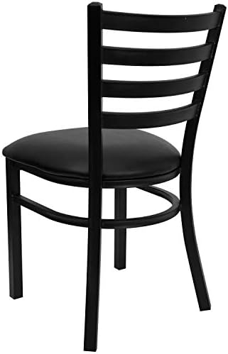 Flash Furniture HERCULES Series Black Ladder Back Metal Restaurant Chair - Bl...