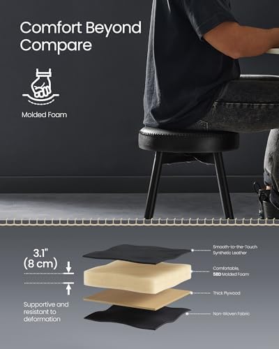 VASAGLE Dining Chairs Stools Set of 2, Upholstered, PU Leather