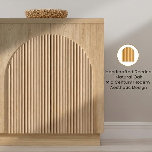 Yechen 55" Fluted Sideboard Buffet Cabinet with Storage, Credenza, Natural