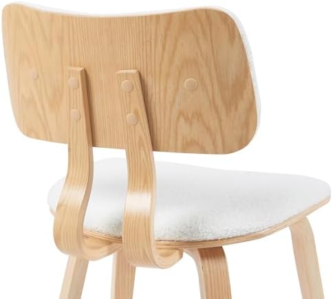 Armen Living Jaguar Mid-Century Upholstered Dining Chair in White Boucle and ...