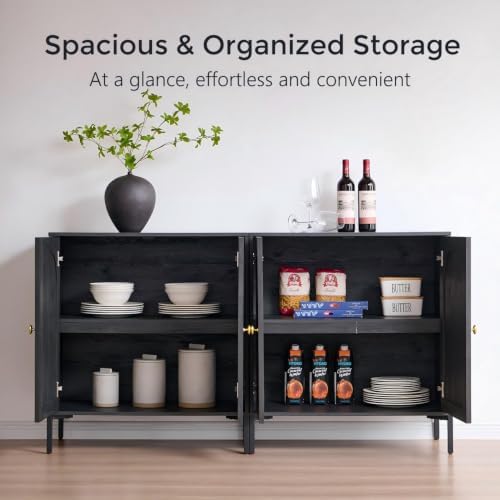 IFGET 92.63" W Modern Arch Sideboard Buffet Cabinet with Storage, Dark Grey
