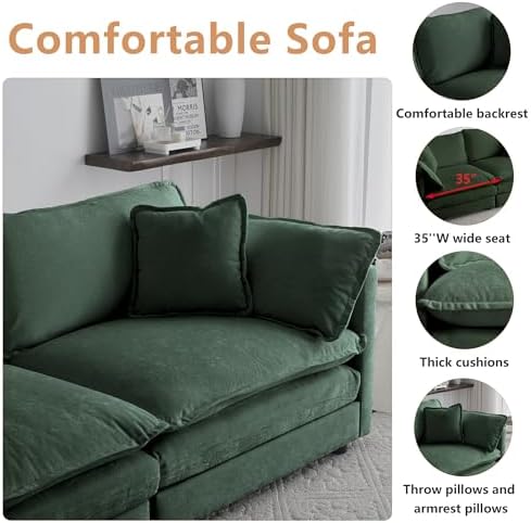 mikibama Modular Sectional Sofa, 111.5 Inch L Shaped Couch Set for Living Roo...