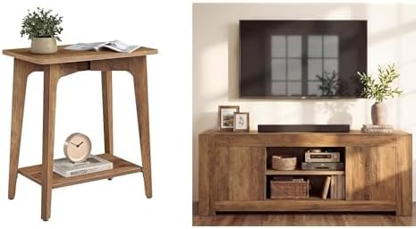 VASAGLE Side Table, Honey Brown ULET332K01 and ULTV623K101S