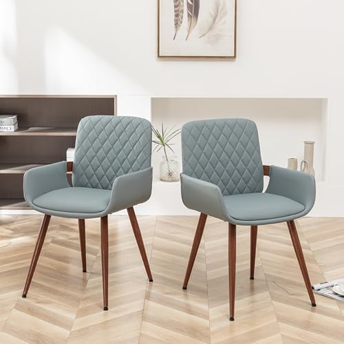 LUNLING Mid Century Modern Dining Room Chairs Set of 2 Accent Faux Leather Ch...