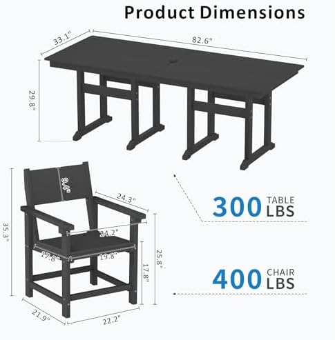9-Piece HDPE Outdoor Patio Dining Set,Outdoor Table and Chairs,Modern Plastic...