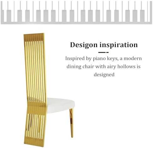 Dining Chairs Set of 6, Luxury Upholstered Boucle Chairs with Slatted Mirrore...