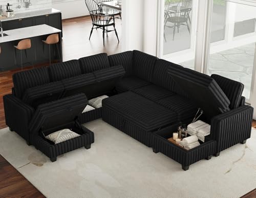 Belffin Oversized Sofa Bed Modular Sectional Sleeper Sofa with Pull Out Bed L...