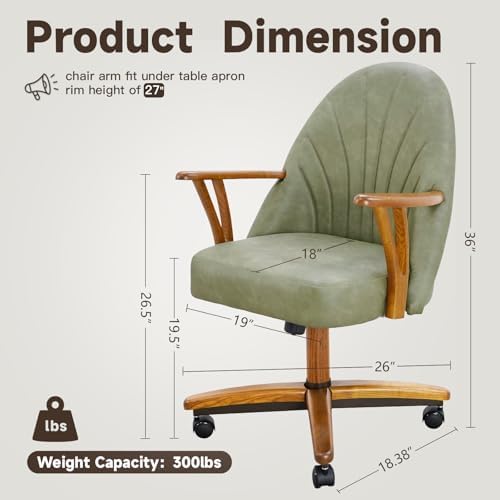 Chromcraft Bailey PU Leather Swivel-Tilt Caster Chair -Chestnut-Pine-4pc | Pe...