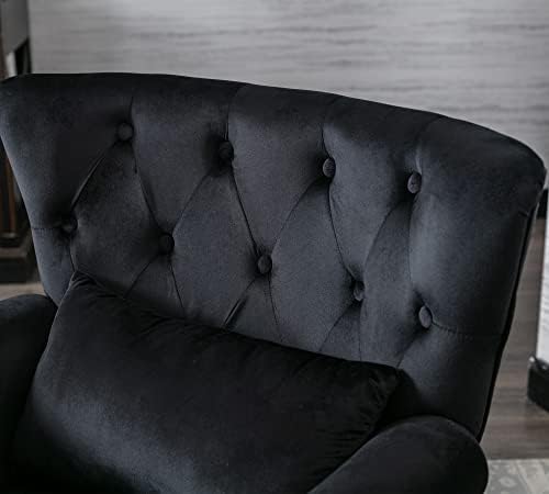 Mid Century Modern Accent Chair Upholstered Armchair Comfy Velvet Fabric Sing...