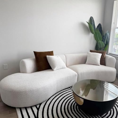 Acanva Formia Boucle Curved Sectional Couch for Living Room