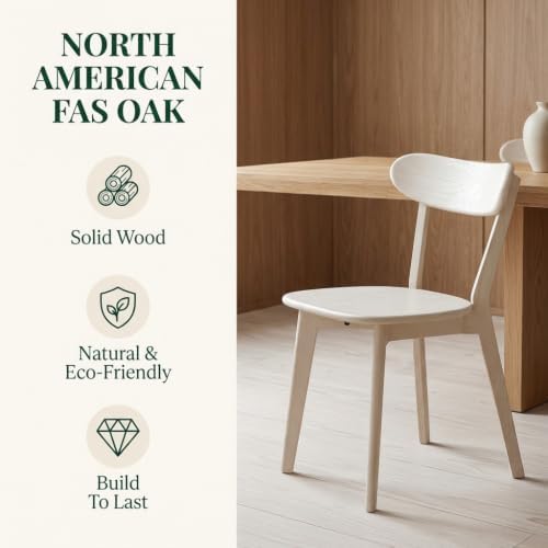 Dining Chairs, Kitchen Chairs, 100% Oak Solid Wood Modern Chair with Curved B...