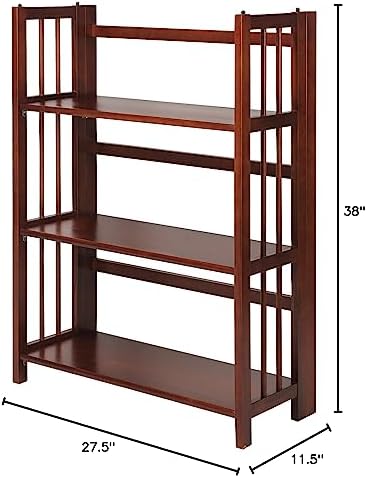 Casual Home 3-Shelf 27.5" Wide Folding Stackable Bookcase, Walnut (New)