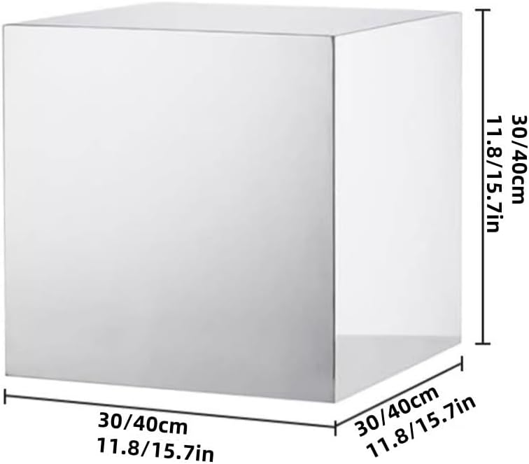 Mirrored Acrylic Cube End Table, Modern Square Side Table, Light Small Accent...