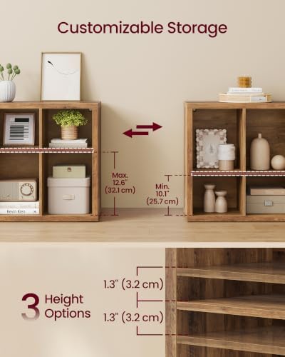 VASAGLE 8-Cube Bookshelf, Adjustable Storage Shelf