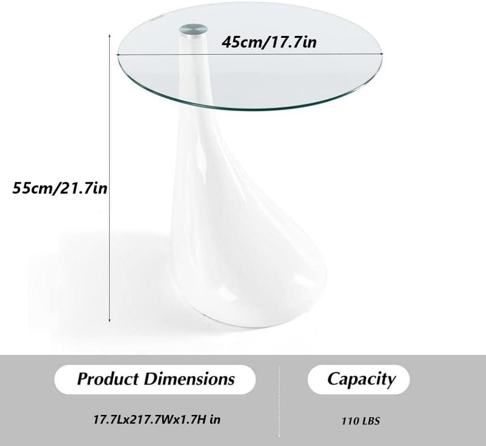 Etlegor Modern Round Glass Coffee Table, Tempered Glass End Table Accent Side...
