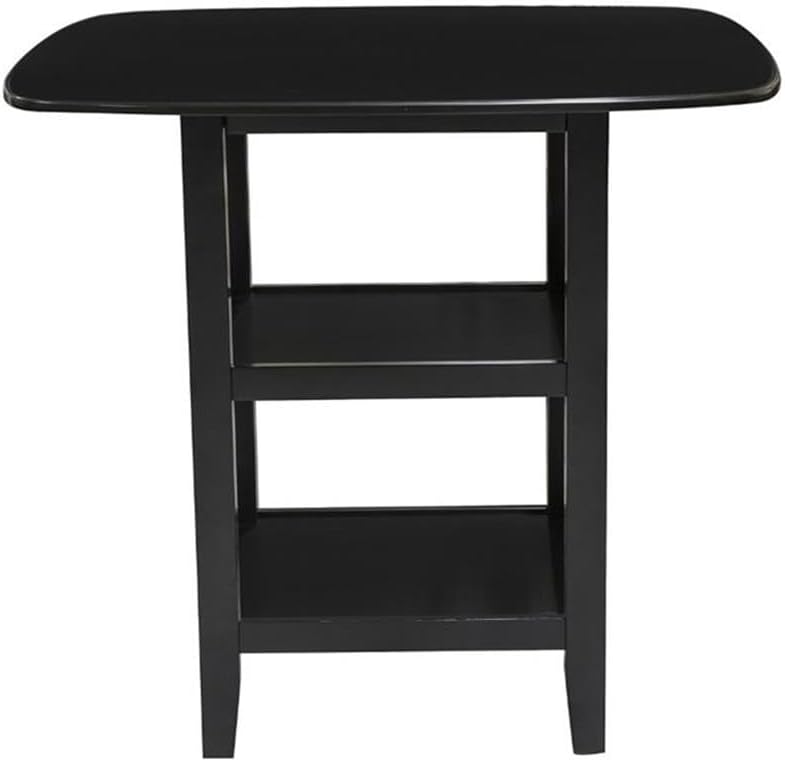 MAKLAINE 5 Piece Solid Wood Counter Height Dining Set, Black Finish, Table wi...