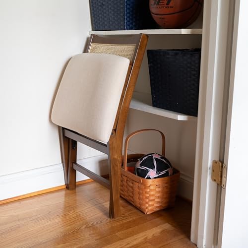 Powell Kasi Brown and Natural Rattan Cane Fully Assembled Foldable Wooden Din...