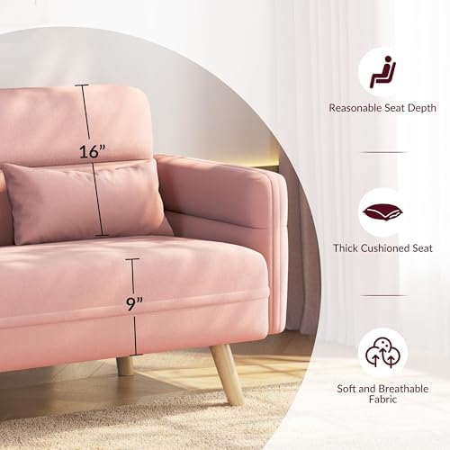 Yaheetech Compact Mid-Century Modern Couch with Wood Legs, Dark Gray