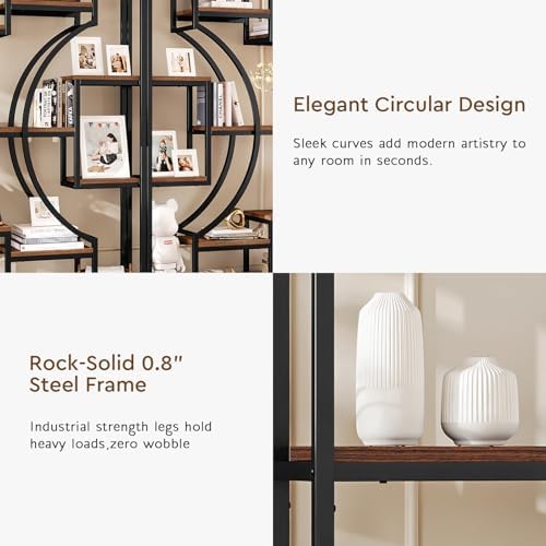 HolliWill 70.8" Tall Bookshelf Set of 2, 79" Wide Geometric Display...